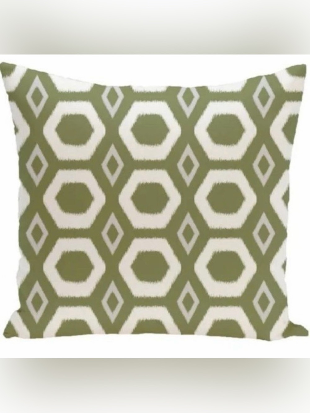 WROUGHT STUDIO Maurer Outdoor Throw Accent Pillow Olive Green White 16" NEW NWT